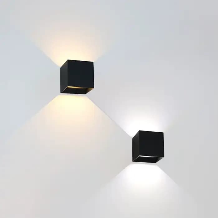 Applique murale extérieure étanche moderne carré en aluminium noir blanc gris éclairage mural porche cour lampe murale extérieure