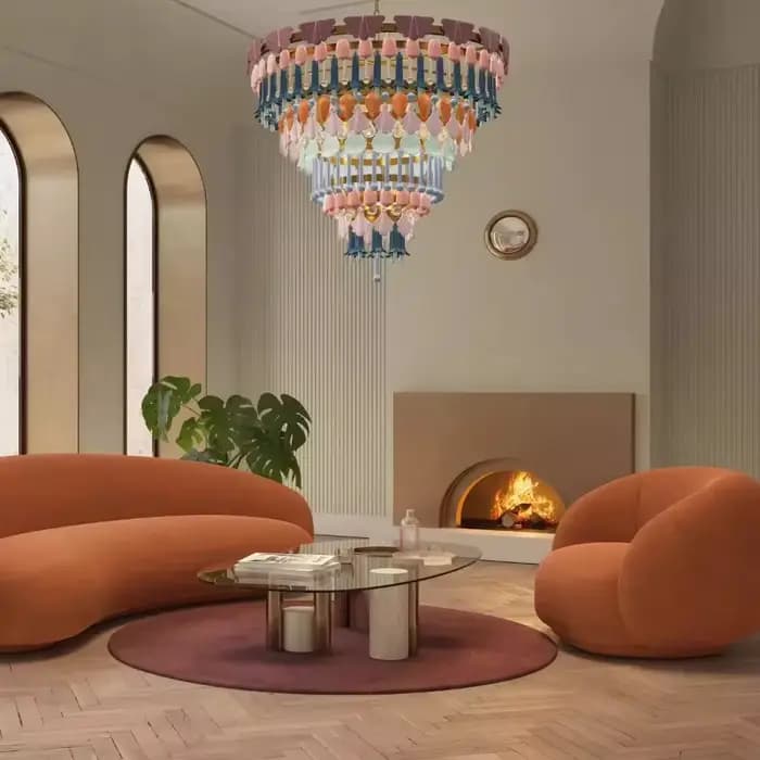 Nordique rétro luxe céramique LED lustre salon Restaurant Villa hôtel chambre couleur plafonnier design décor éclairage