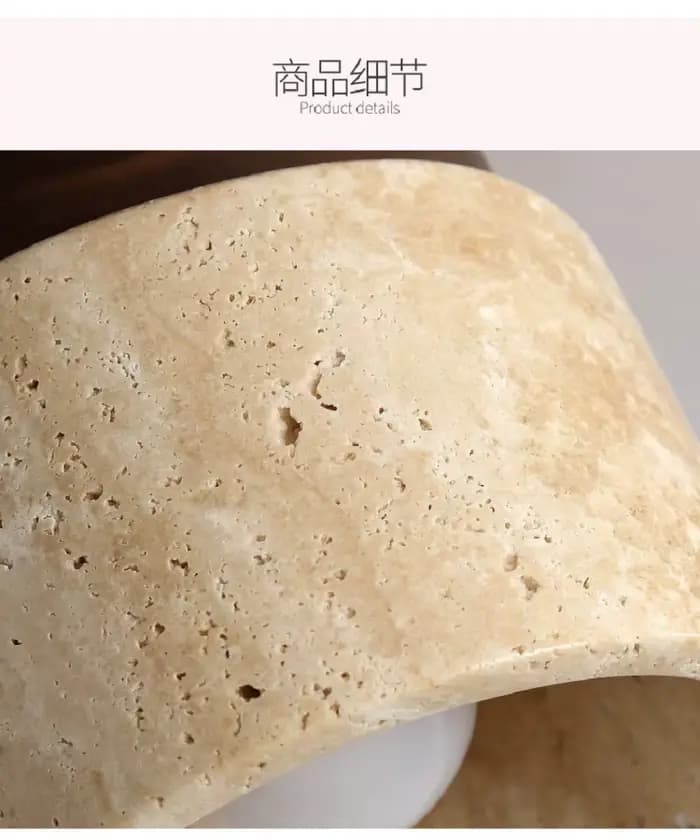 Plafonnier rond en bois travertin unique, rétro crémeux et Wabi du milieu du siècle – Style Sabi, idéal pour porche, balcon et couloir