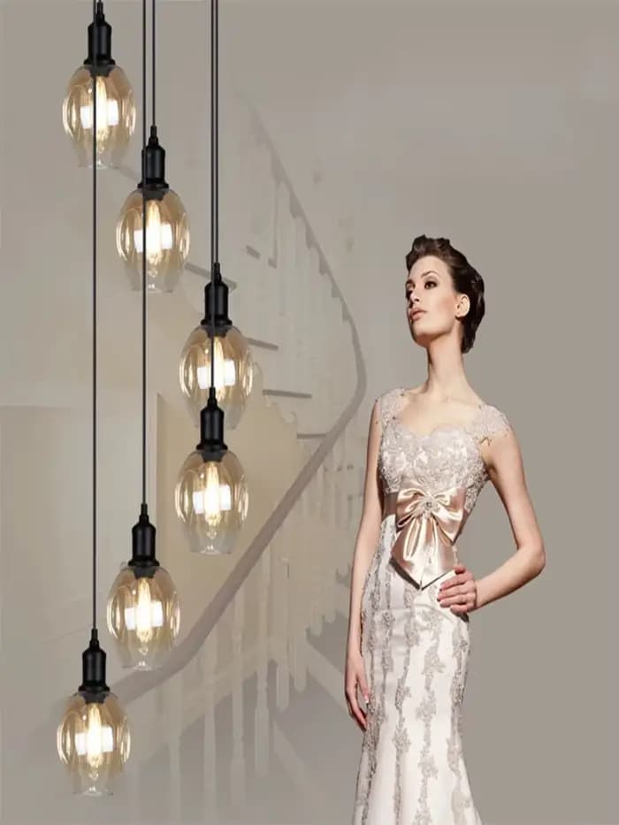 Lustre d'escalier en verre à LED, décoration de grenier de salon à la maison, éclairage intérieur de salle à manger et de chambre à coucher, livraison gratuite