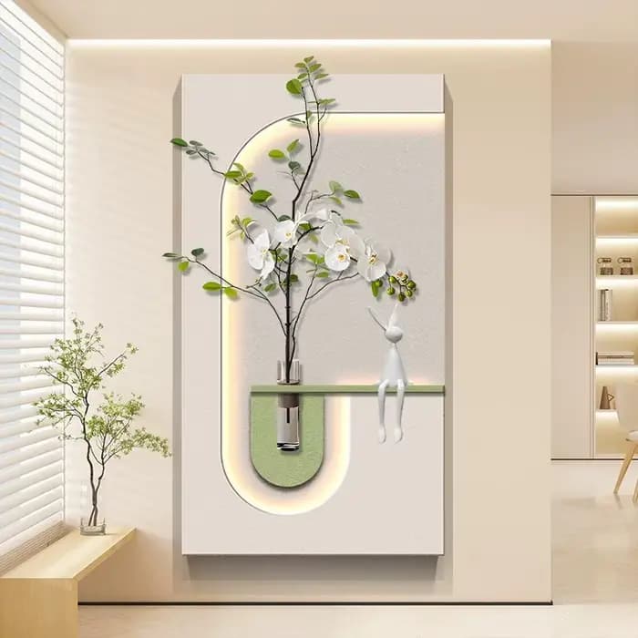 Porte d'entrée moderne Foyer LED peinture décorative salon chambre couloir plantes vertes hydroponiques lumières murales en grès