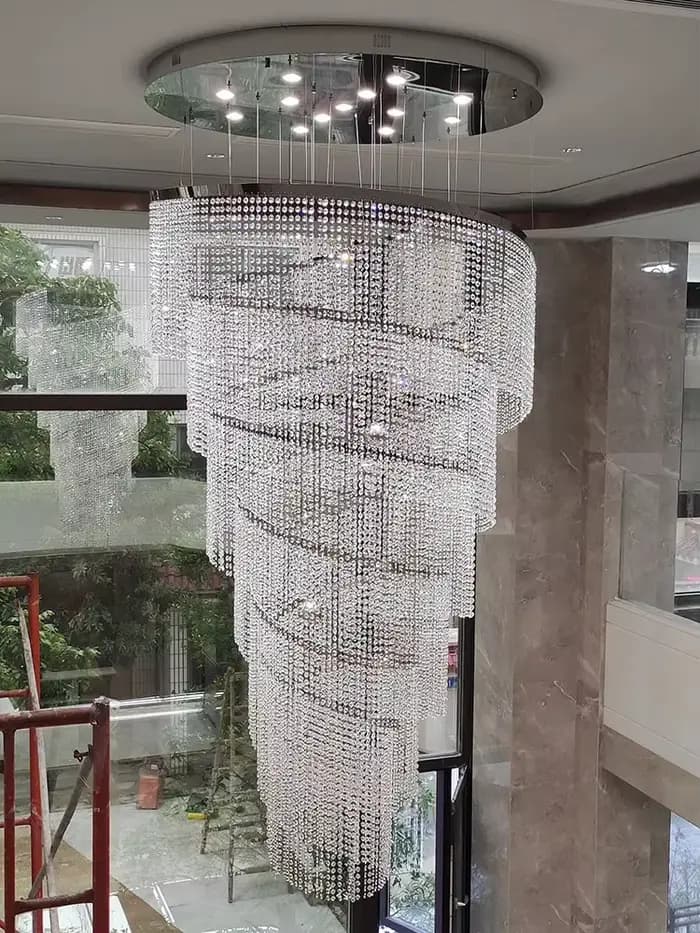 Grand lustre en cristal de conception en spirale, escalier, couloir, corrigé par Modern LED Terr al Lamp, décoration d'intérieur de luxe, luminaire LED