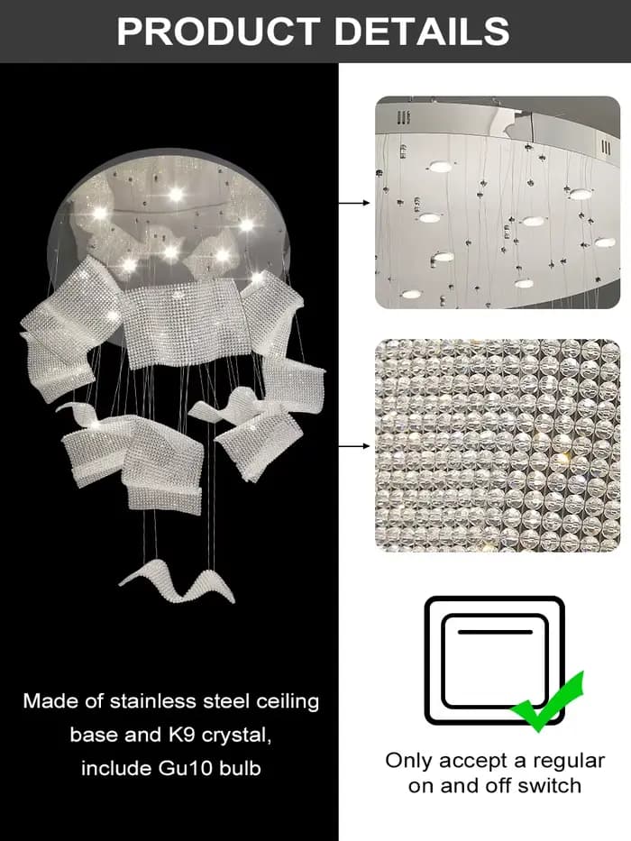 Grand lustre en cristal de luxe pour escalier d'hôtel Restaurant Villa Design moderne lustre en maille lumière pour luminaire de mariage