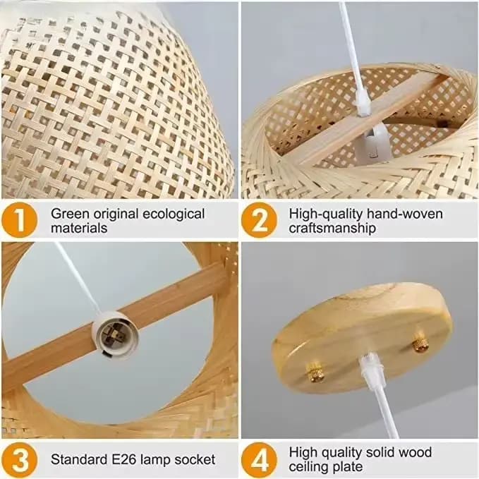 Lampes suspendues en bambou LED pour décoration intérieure et extérieure avec interrupteur tactile Blanc Cuisines Salons Balcons Hôtels Restaurants