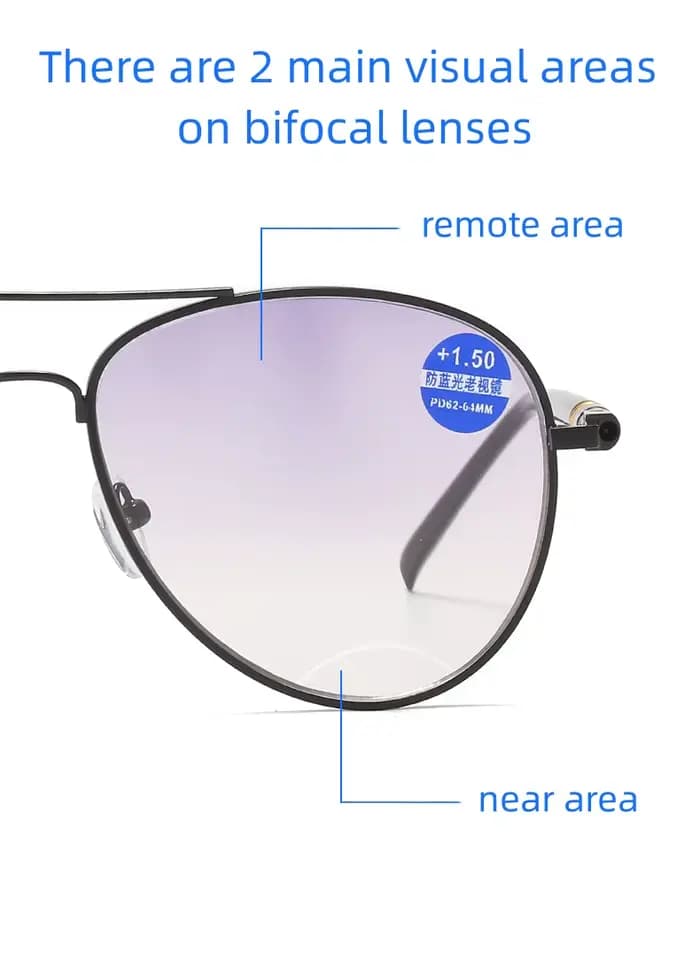 Lunettes de lecture anti-lumière bleue à double lumière pour hommes et femmes, lunettes de presbytie pilote, dioptrie + 1.0 à + 3.5, mode
