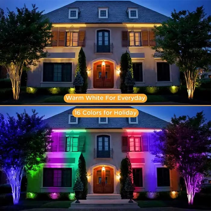 Éclairage paysager 10W RGBW 110V 220V, Spot LED extérieur étanche avec télécommande pour cour, jardin, pelouse, arbre, mur de chemin