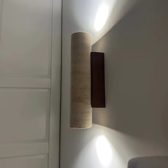Applique murale en travertin, luminaire en pierre naturelle avec ampoule E27 pour chambre à coucher, salon