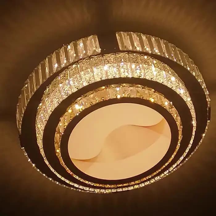Lustre de plafond en cristal K9 plaqué or moderne pour salon chambre à coucher salle de bain et autres pièces principales