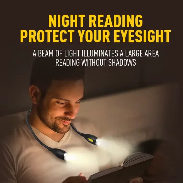 Lampe de cou de lecture LED portable, chargement USB, lampe de poche intérieure, lampe d'étude, course de nuit, marche, ogo, camping