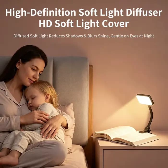 Lampe de lecture LED pour livre, lumière de lecture, protection des yeux, à clipser, rechargeable par USB, lampe à intensité réglable, flexible, lampe de lecture nocturne réglable