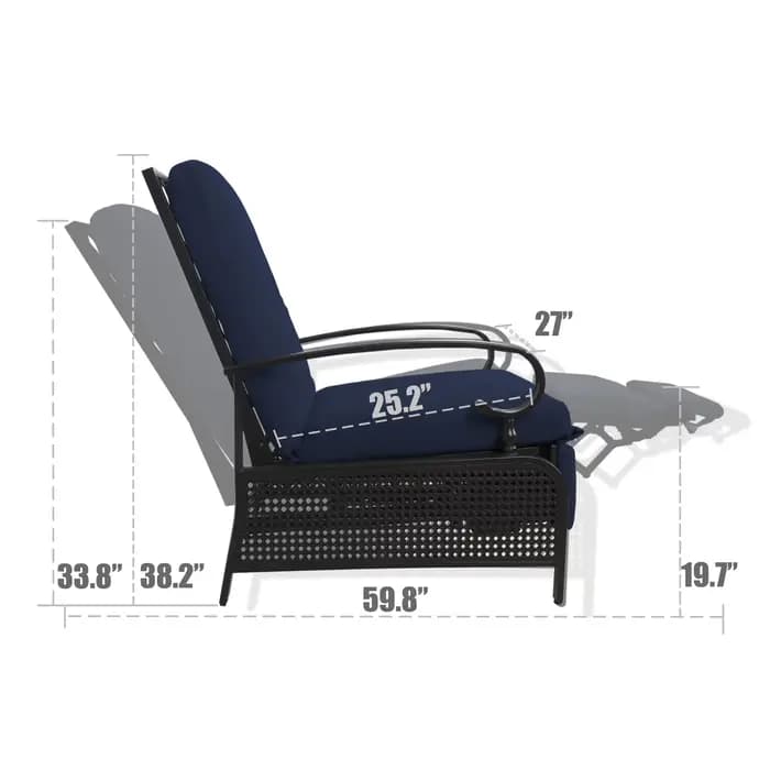 Chaise longue de terrasse réglable pour mobilier d'extérieur