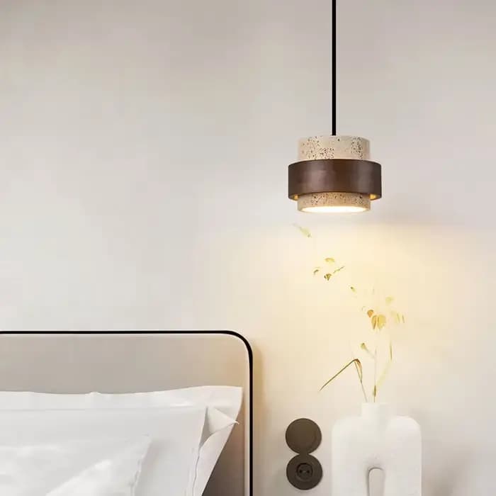Designer moderne Wabi-Sabai chambre chevet éclairage barre pendentif LED lumière jaune grotte pierre lustre chevet suspendu fil lampe
