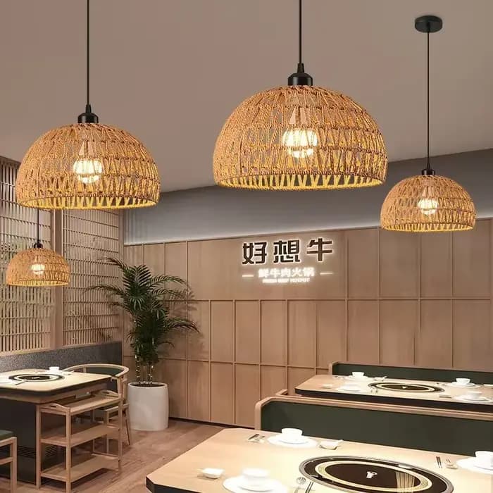 Nouvelles lampes suspendues en bambou plafonniers rotin osier Lustre tricoté à la main tressage suspendu maison salle à manger tressé décoration chaude