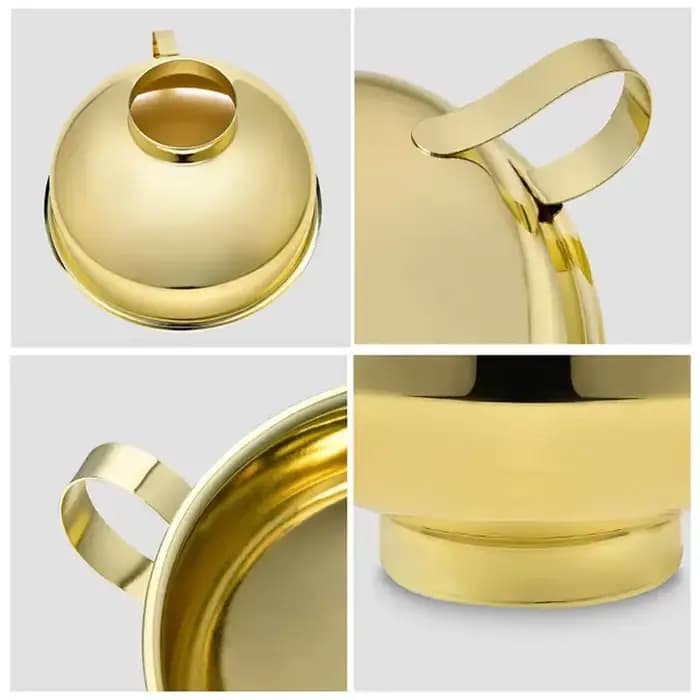 Entonnoir doré à large bouche en acier inoxydable, entonnoirs UNIS issants, confiture, huile de salade, vin, distributeur de liquide, filtre, gadgets de cuisine ménagers