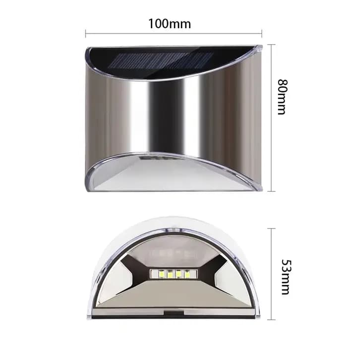 Lampes murales solaires en acier inoxydable, 2 pièces, éclairage extérieur étanche pour cour, patio, marches, clôture de jardin et rue, éclairage d'urgence