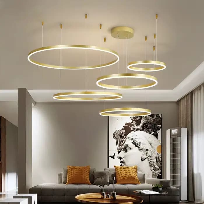 Lustre LED circulaire nordique en aluminium pour chambre à coucher, salon, suspension lumineuse, luminaires LED