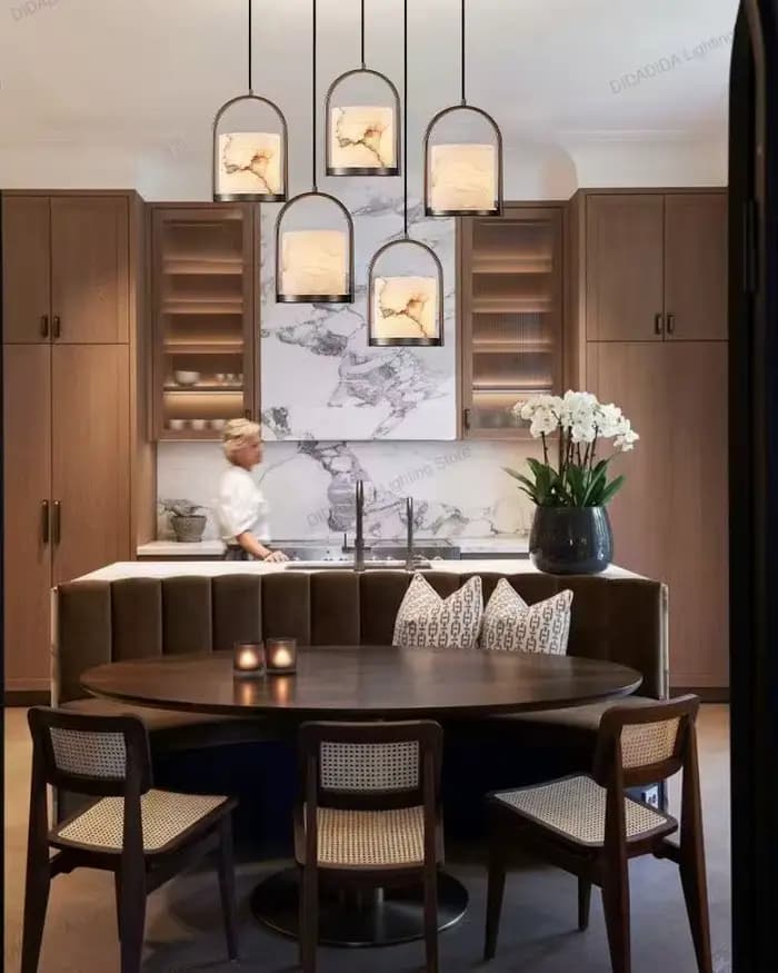 Lampe suspendue de luxe en marbre pour plafonds, en acier inoxydable, en laiton, argent, noir, à intensité variable, Design moderne, nouvelle collection 2025