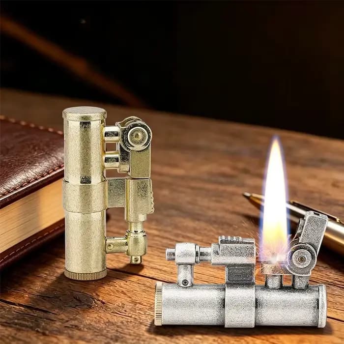 Nouveau briquet en laiton à allumage automatique à un clic, briquet haut de gamme à meule de locomotive, accessoires pour cigarettes, cadeau pour homme