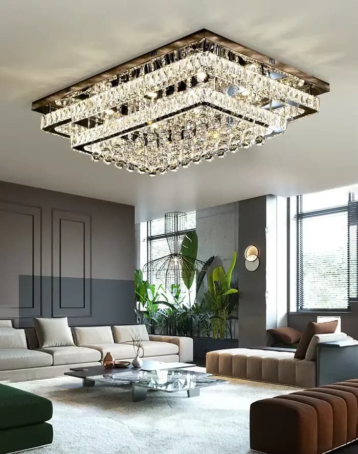 Plafonniers encastrés modernes, lustre à LED dimmable avec cristaux K9 pour salon, chambre à coucher, décoration intérieure