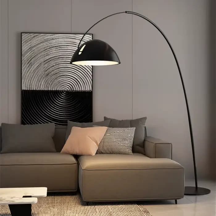 Lampe autoportante noire américaine du milieu du siècle, salon, étude, chambre à coucher, lampe de pêche simple, métal