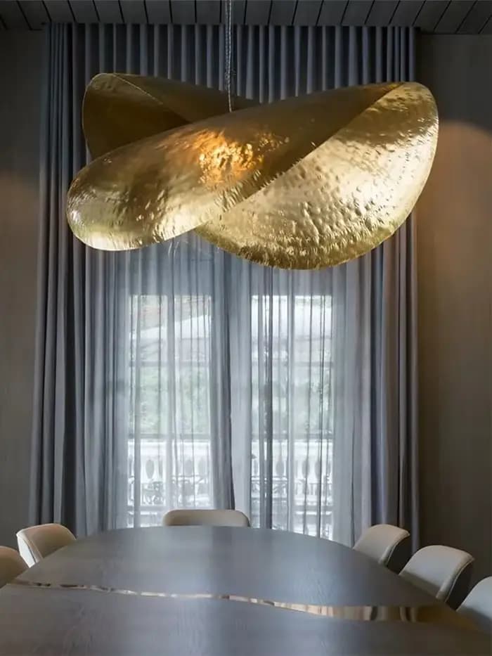 Lampe suspendue en cuivre feuilles de lotus LED Lxuruy lustre moderne salon grande plafond lustre cottage escalier luminaire occasion spéciale