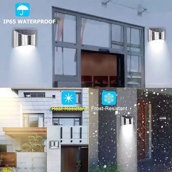 Lampes murales solaires en acier inoxydable, 2 pièces, éclairage extérieur étanche pour cour, patio, marches, clôture de jardin et rue, éclairage d'urgence