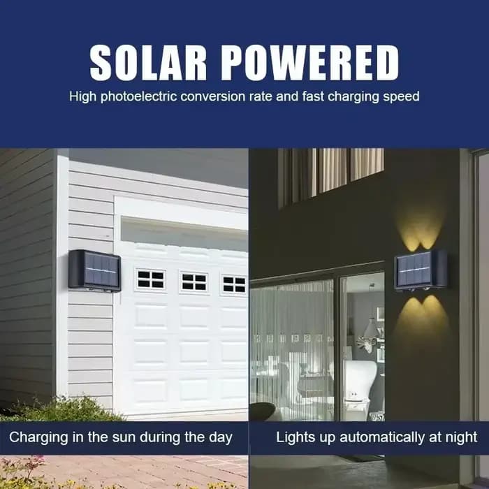 Applique murale extérieure solaire 12 LED lumière de jardin étanche cour Balustrade lampe d'ambiance décorative vers le bas lampe solaire lumineuse