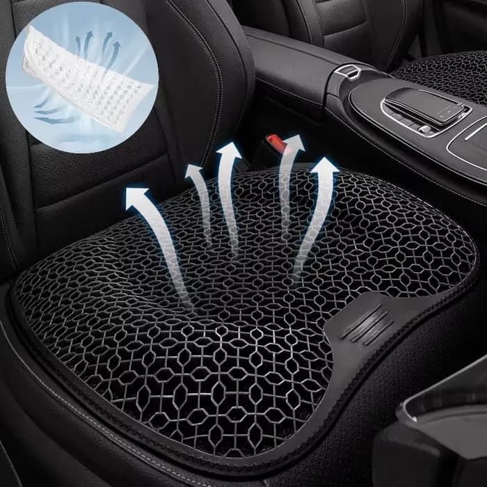 Coussin de siège de voiture en gel à motif nid d'abeille, respirant, doux et facile à nettoyer, offre un soutien confortable, coussin de siège de voiture en gel élastique