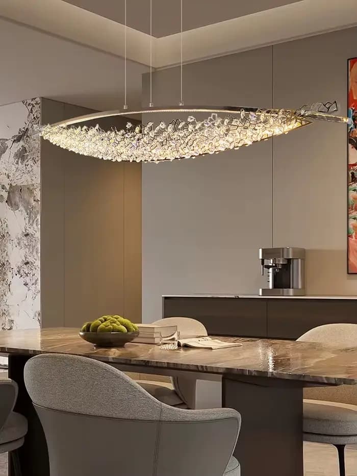 Lustre LED suspendu de luxe en cristal pour restaurant, terrasse, îlot, style italien, luminaire haut de gamme pour salle à manger de villa