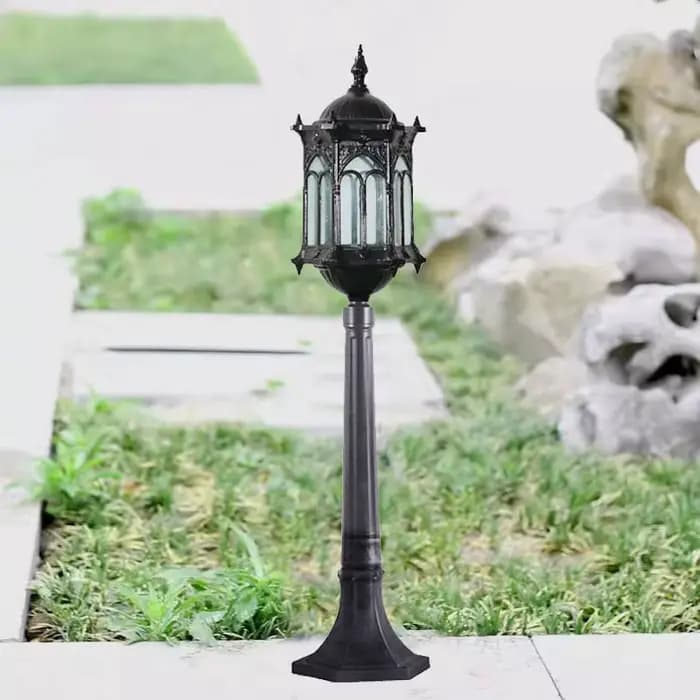 Lampe de jardin antique européenne pour villa, lampadaire de pelouse à haut mât de 80 cm, colonne lumineuse extérieure pour éclairage de jardin