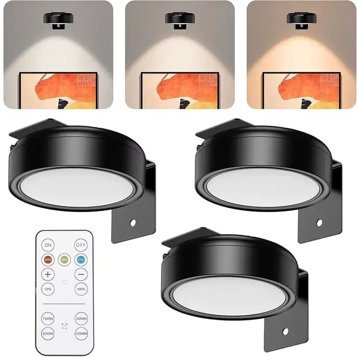 Lampes photo pour mur, cadre lumineux sans fil rechargeable avec télécommande, 3 couleurs, 5 niveaux de luminosité