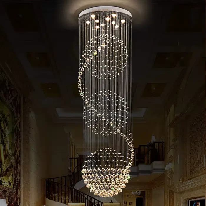 Lustre en cristal LED au design spirale moderne pour salon, chambre à coucher, hôtel, escalier, luminaire de plafond intérieur