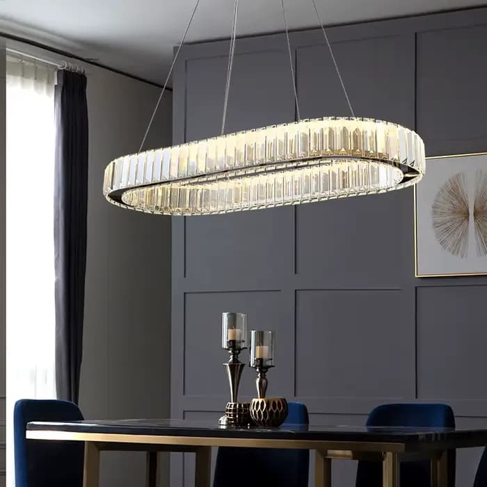Lustre en cristal à anneau LED pour salon, salle à manger, lampe ronde en cristal, or, décoration moderne pour la maison, luminaire suspendu pour chambre à coucher