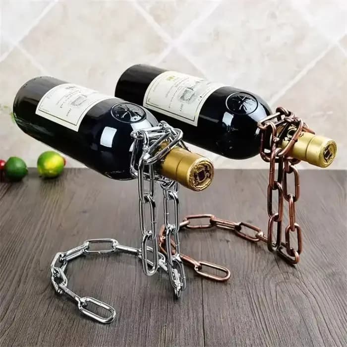 Cuisine Suspension magique chaîne de fer supports à vin une bouteille présentoirs à vin support salle à manger cave Bar décoration