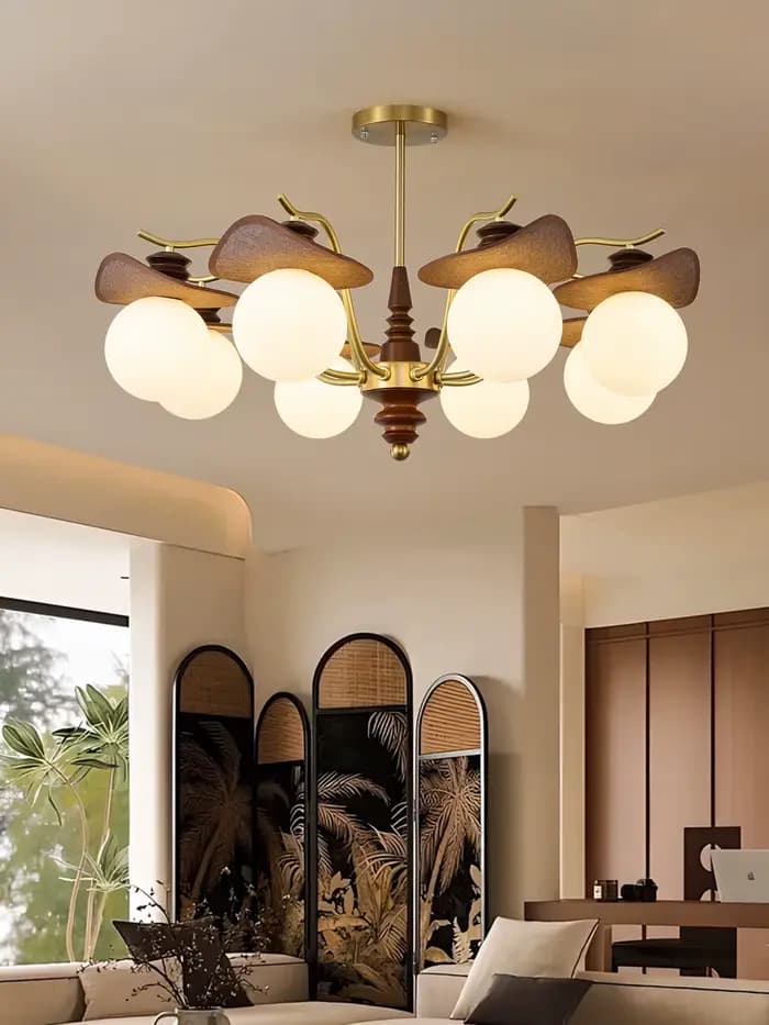 Lampe de salon, luminaire suspendu Magic Bean, style antique français, rétro, ambiance haut de gamme, verre, style Wabi Sabi, luminaire LED