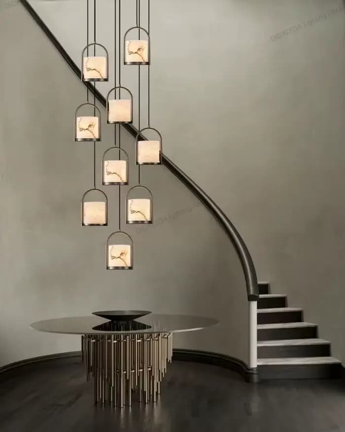 Lampe suspendue de luxe en marbre pour plafonds, en acier inoxydable, en laiton, argent, noir, à intensité variable, Design moderne, nouvelle collection 2025