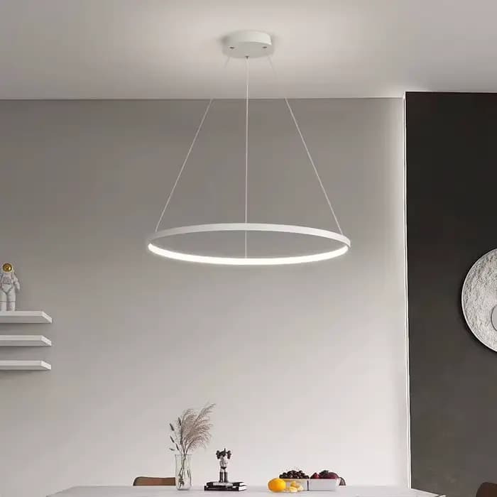 Lampe LED ronde moderne pendentif pour salon Restaurant cuisine noir/blanc LED lustre intérieur maison hôtel décoration lampes