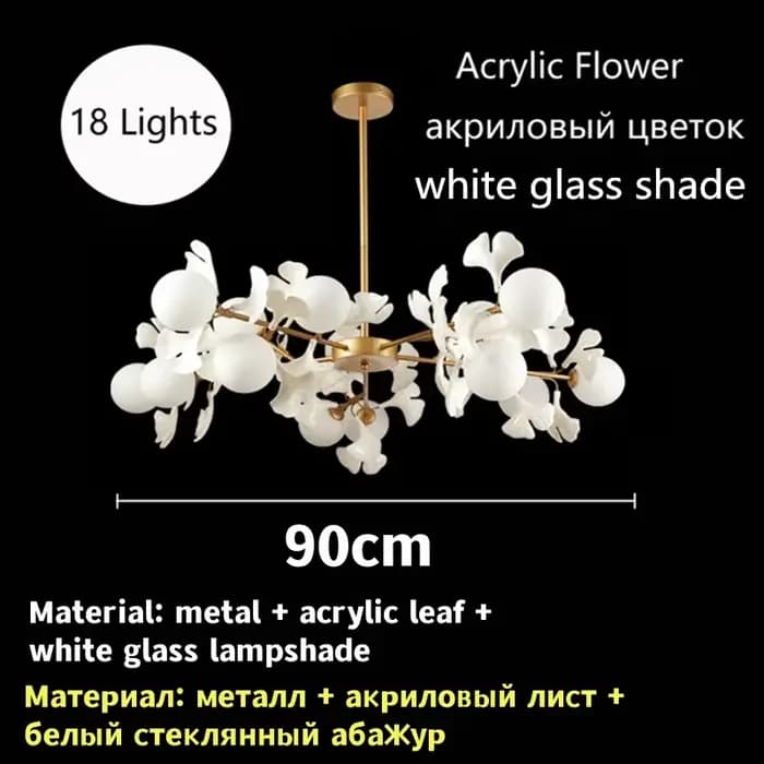 France luxe crème LED lustre Ginkgo feuille cercle concepteur pendentif lumières maison chambre décoration salon chambre lampes luminaires