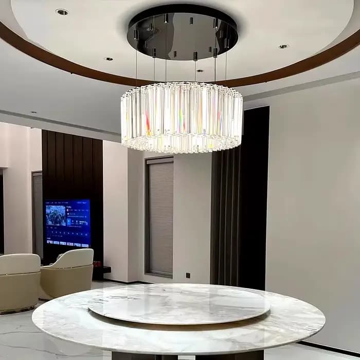 Lampe suspendue moderne de designer italien, luminaire décoratif rond de luxe pour salon, salle à manger, lampe en cristal