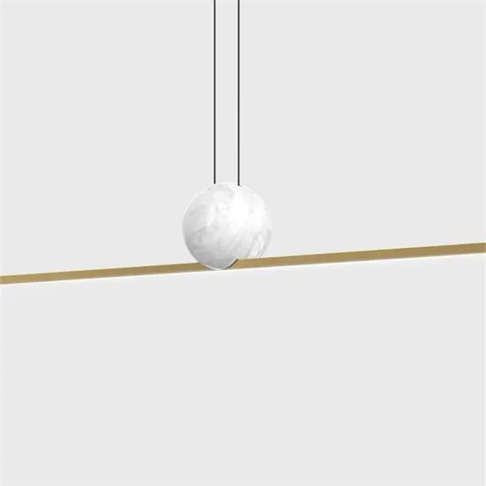 Lampe Suspendue Linéaire en Cuivre poumons, Longue Lampe à Manger de Luxe, Restaurant Nordique, Minimaliste, Marbre, Styliste, Cuisine, Bar