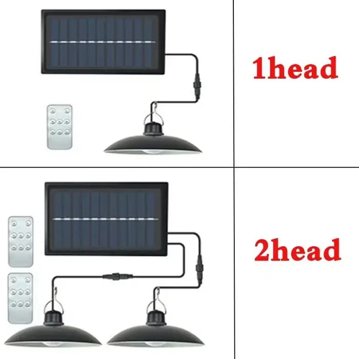 Lampe LED suspendue solaire d'extérieur, étanche, lustre à Double tête, décorations avec télécommande pour hangar intérieur, salle de grange