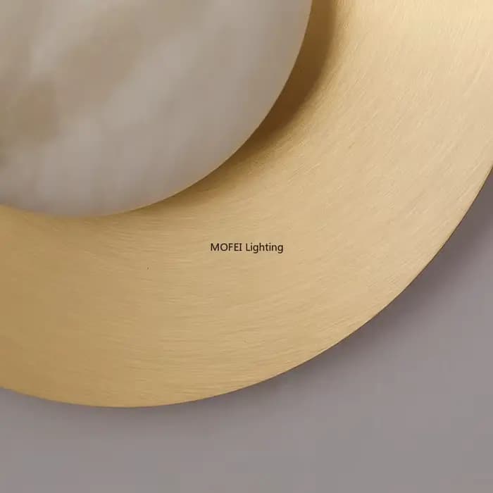 Applique murale américaine en laiton avec marbre espagnol naturel, luminaire rond pour salon, chambre à coucher, chevet, couloir, décoration intérieure