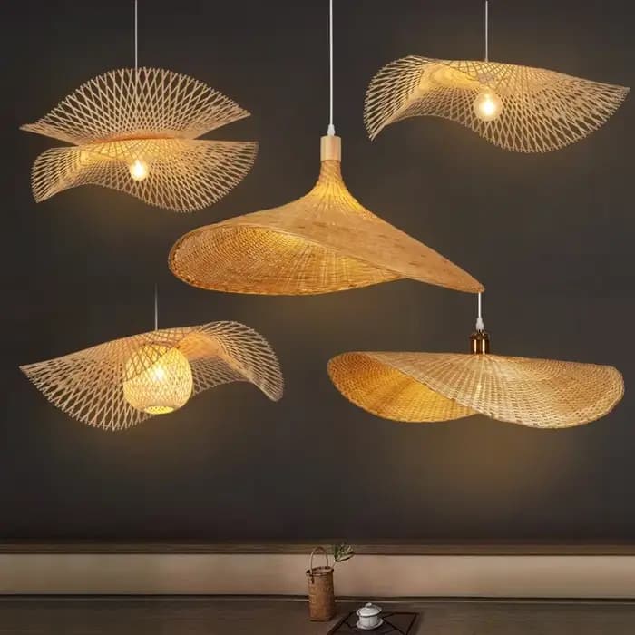 Plafonnier Décoratif en Bambou, Luminaire Décoratif d'Nik, Idéal pour un Restaurant, un Bar ou un Couloir