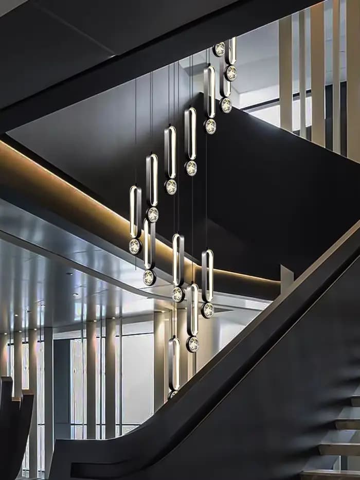 Plafonnier LED au Design Moderne et Luxueux, Luminaire Décoratif de Plafond, Idéal pour des Escaliers Longs