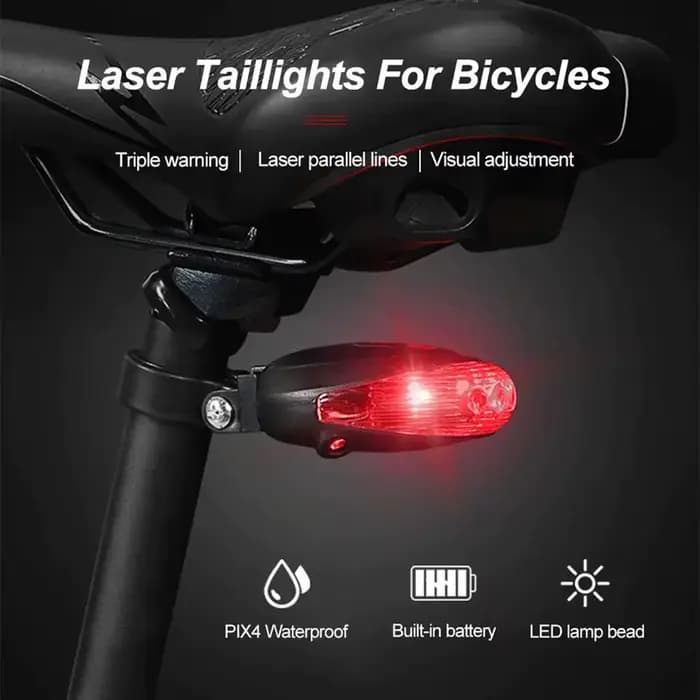 Feu arrière de vélo à 5 LED, lumière Laser pour conduite nocturne, cyclisme en plein air, étanche, feu arrière d'avertissement de sécurité