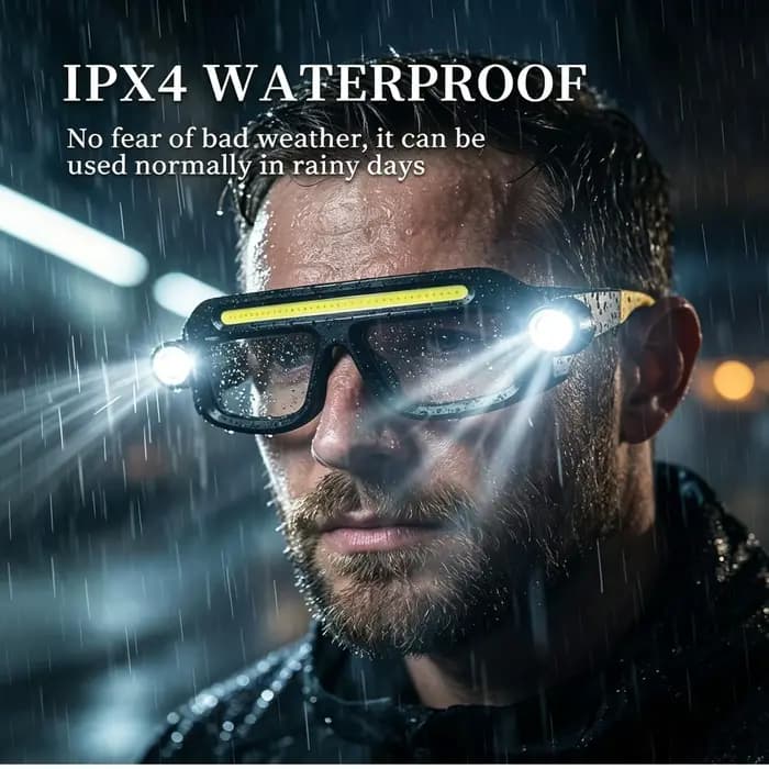 Lunettes à LED rechargeables, lampe frontale à double éclairage, 5 modes d'éclairage extérieur pour la pêche, la course à pied, le camping, la randonnée