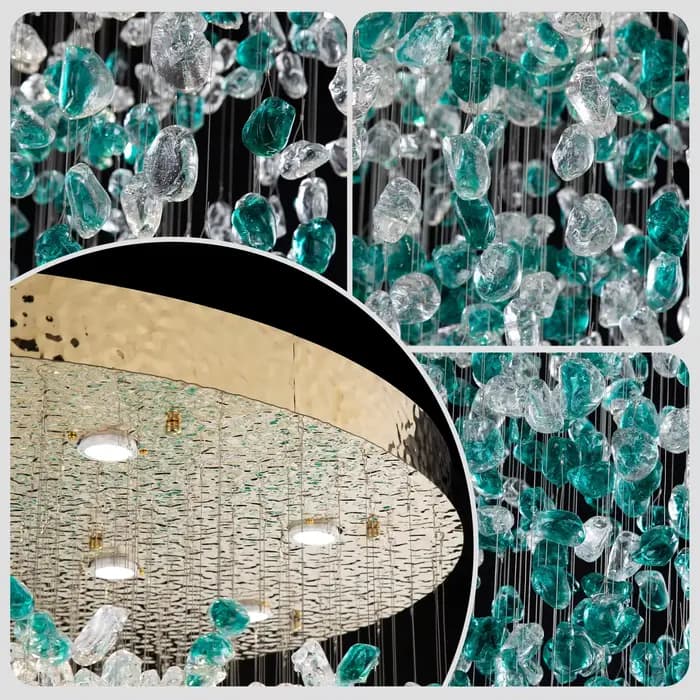 Lustre en pierre de cristal vert personnalisé Art Déco pour éclairage intérieur luxe et ambiance moderne occasions spéciales