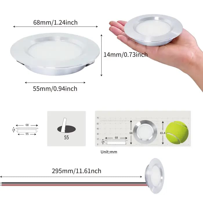 Projecteur encastré LED 12V, lampe avec pilote AC110 ~ 220V, pour armoire à miroir, caravane, Van, garde-robe