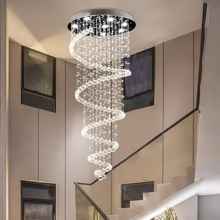 Spirale Cristal LED Plafond Lustre Lumière Chambre Hall Salon Suspension Lustre Couloir Escalier Lampe Suspendue Luminaire