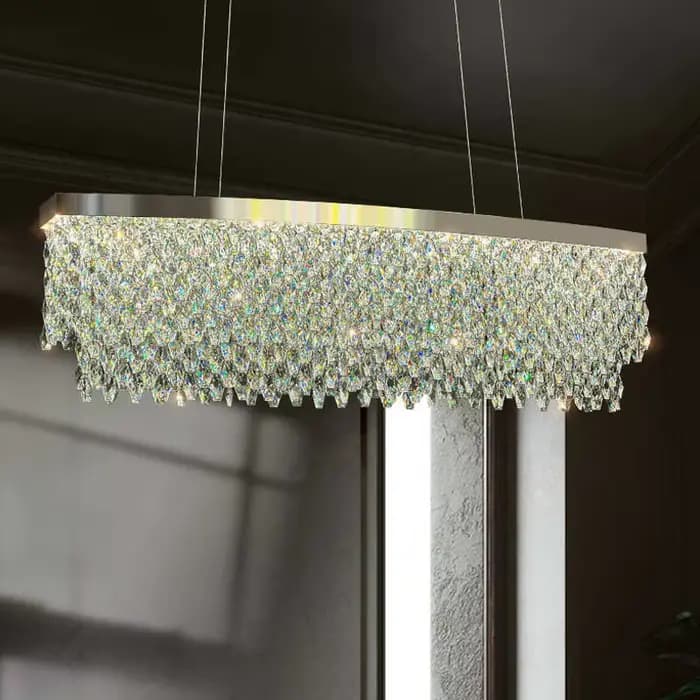 Lustre en cristal de luxe moderne avec télécommande pour salon et salle à manger, adaptabilité et élégance pour une ambiance sophistiquée